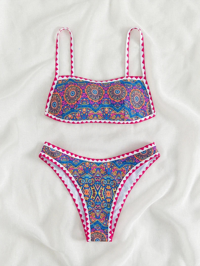 Sexy Tropical Print Bikini Set