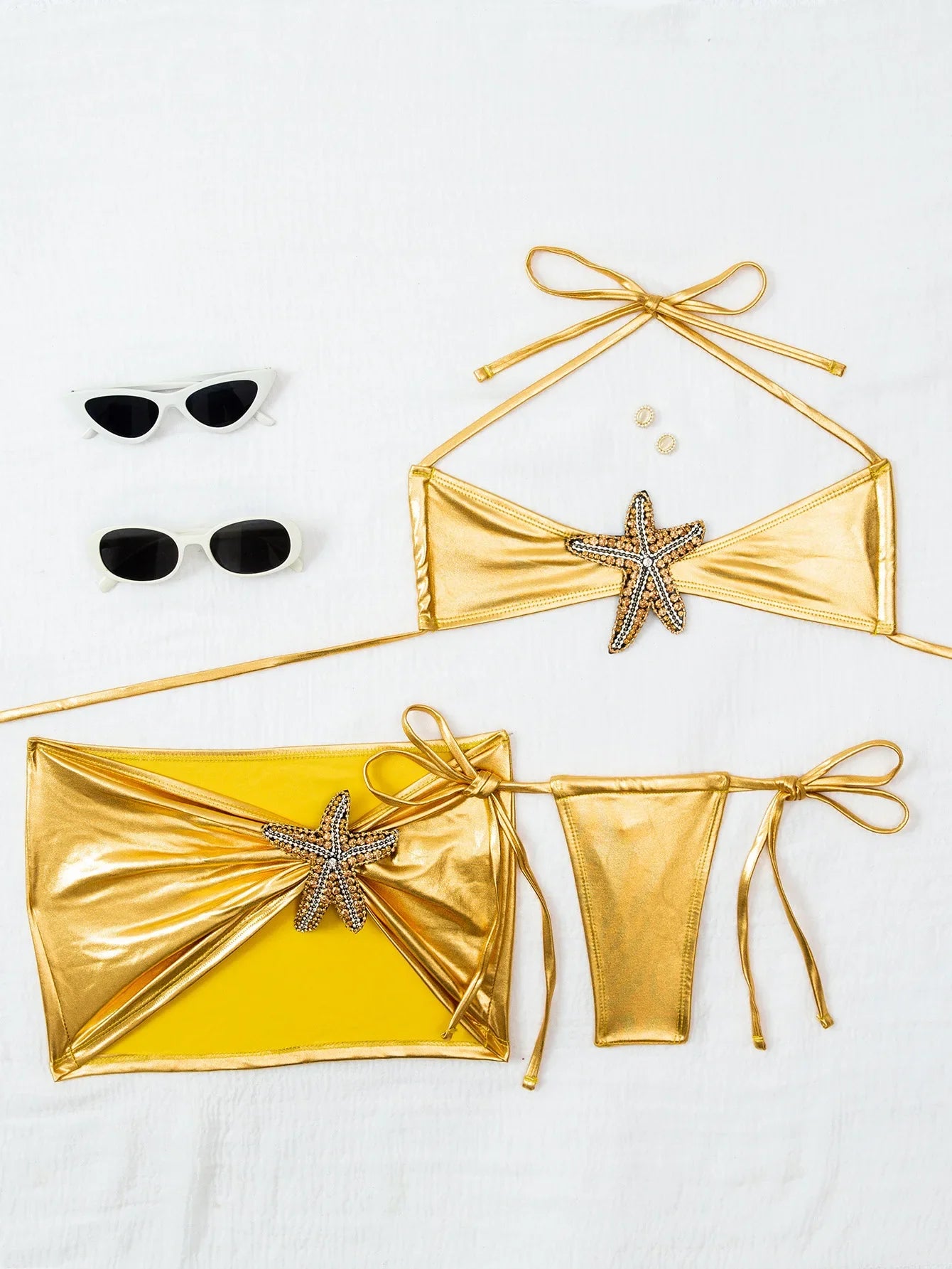 Luxury Gold Starfish Ornament Bikini Set