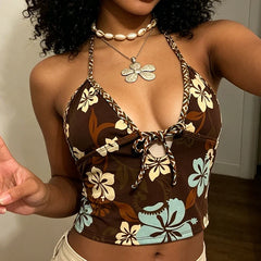 Flower Printed Sleeveless Vest