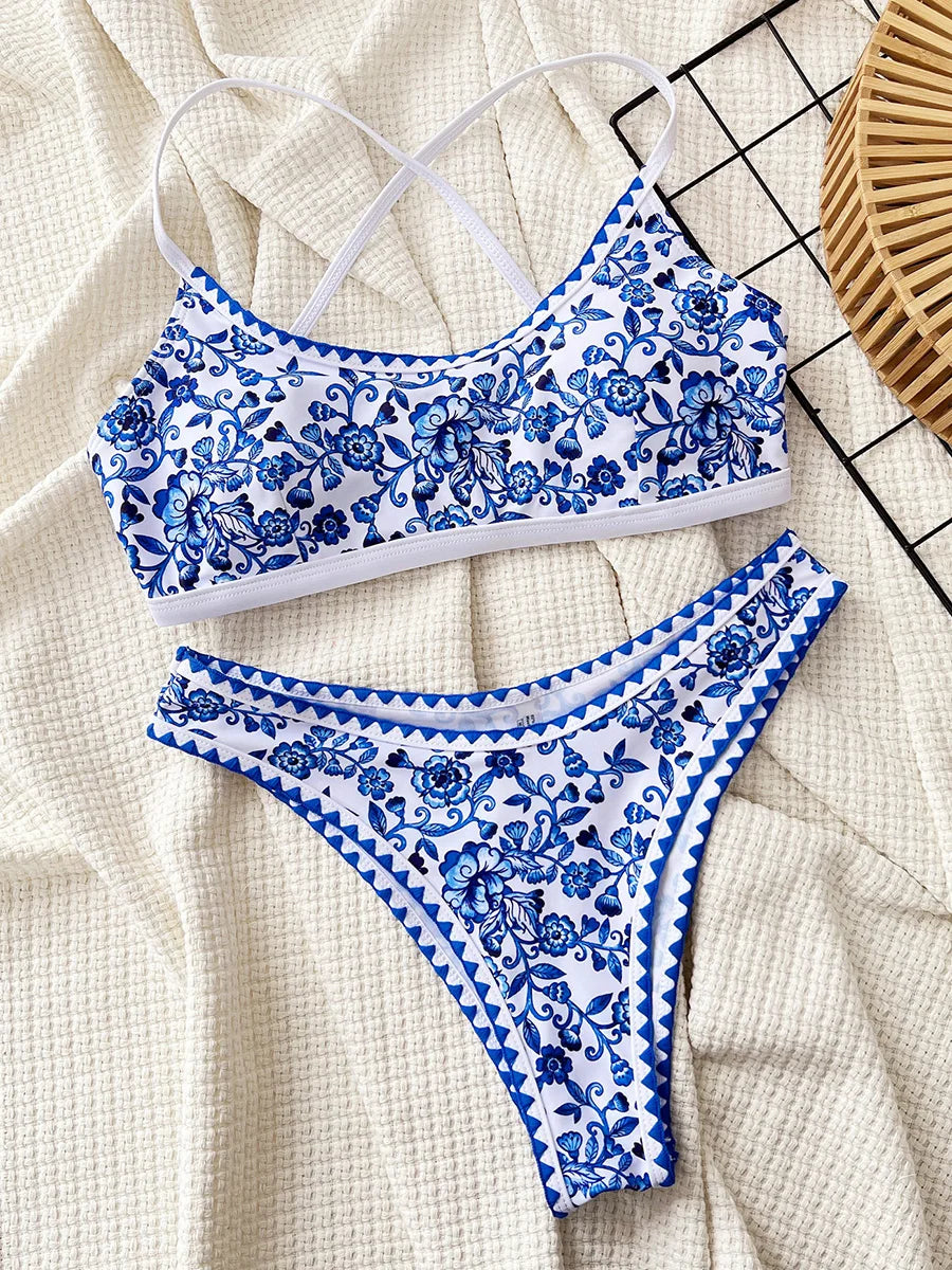 Sexy Flowers Printed Brazilian Bikini