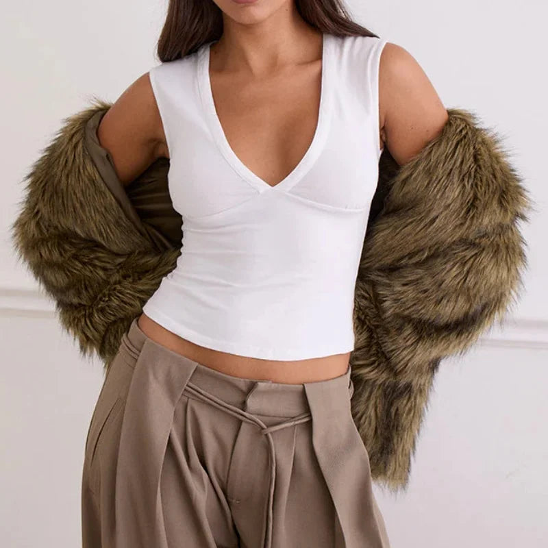 Deep V Neck Tops
