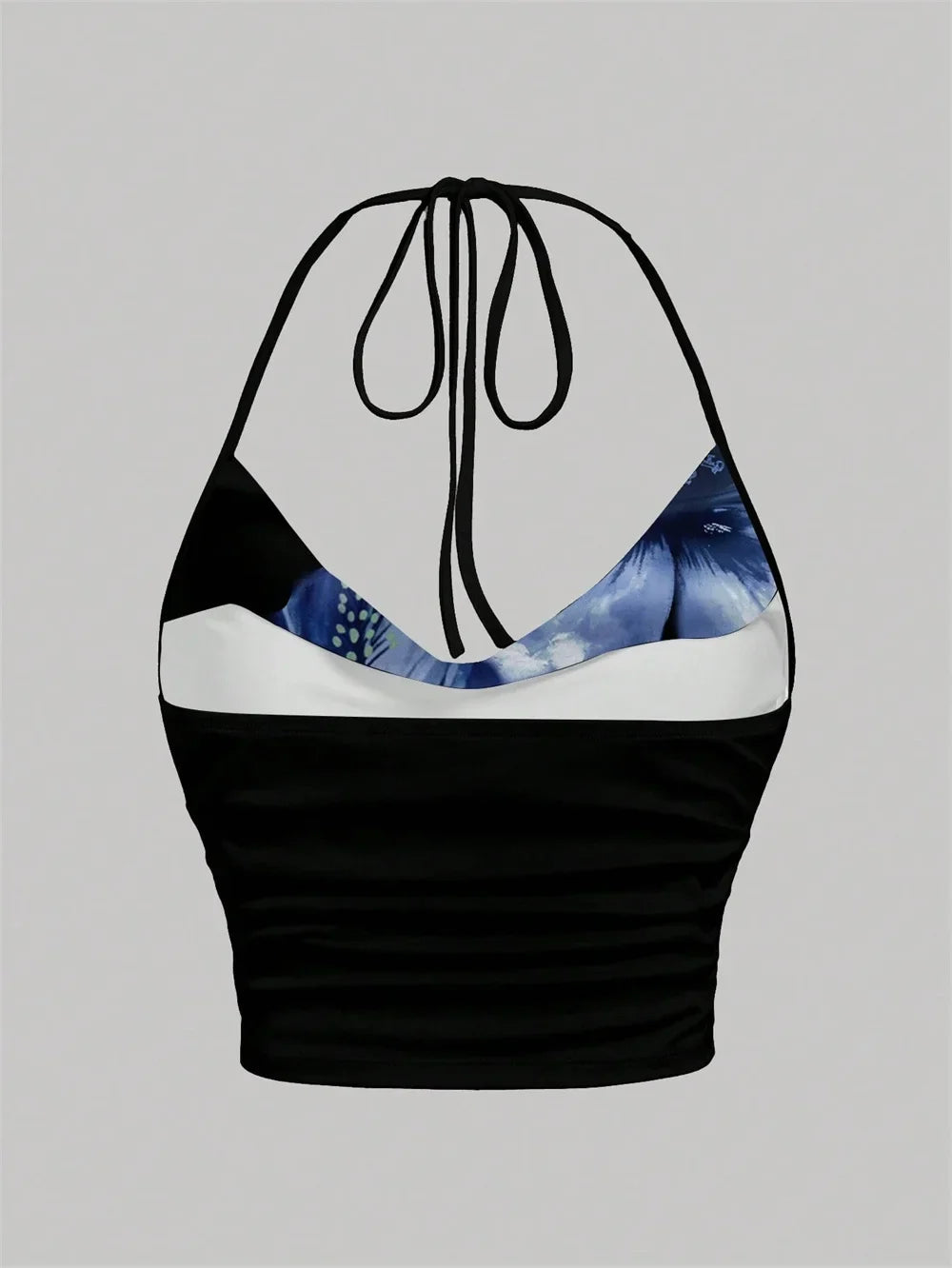 Tie-dye Floral Print Halter Top