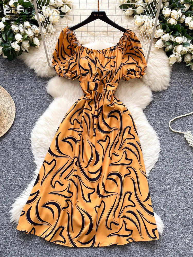 Vacation Print Party Dress