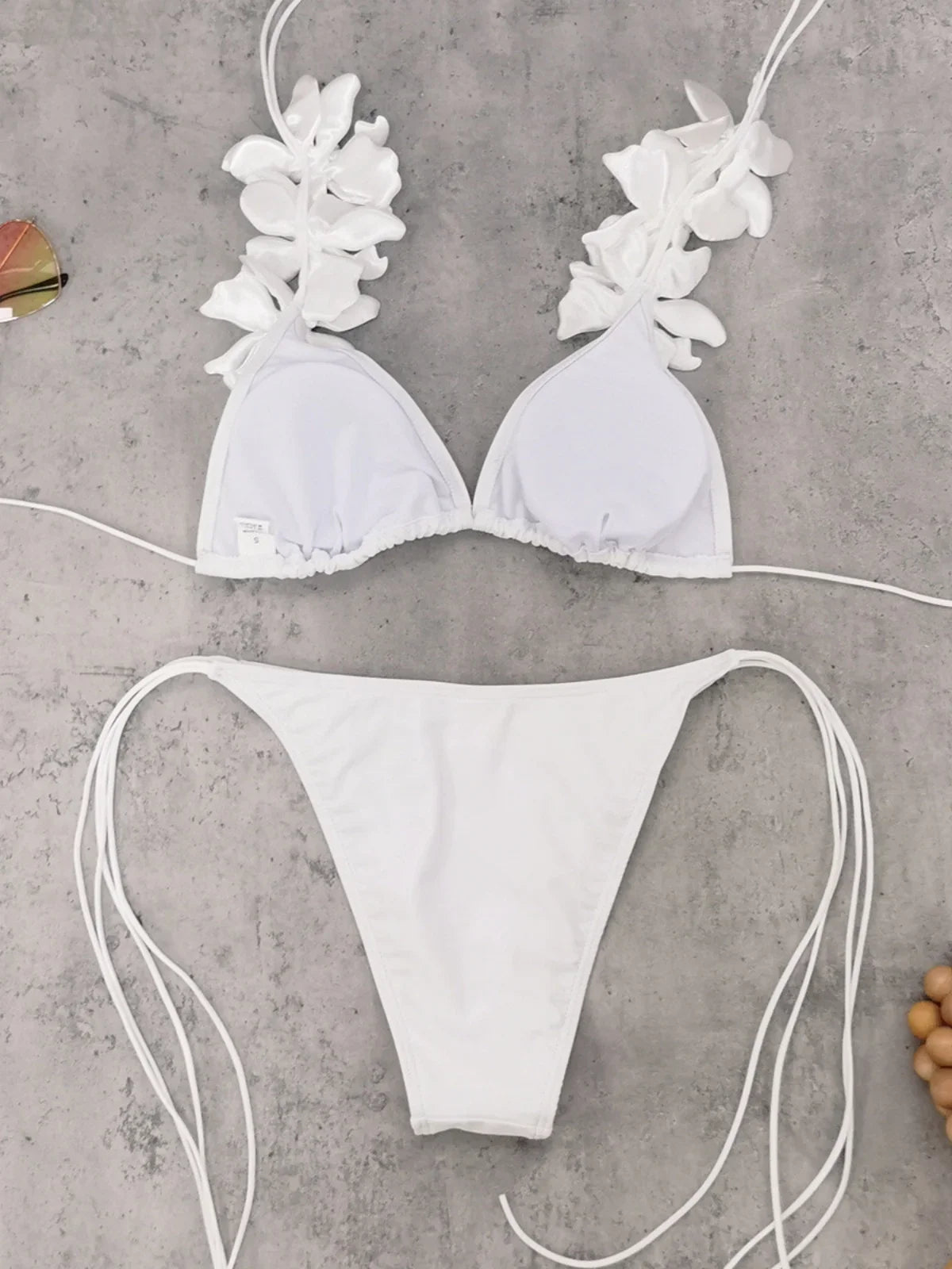 Sexy 3D Flower Strap Bikini Set