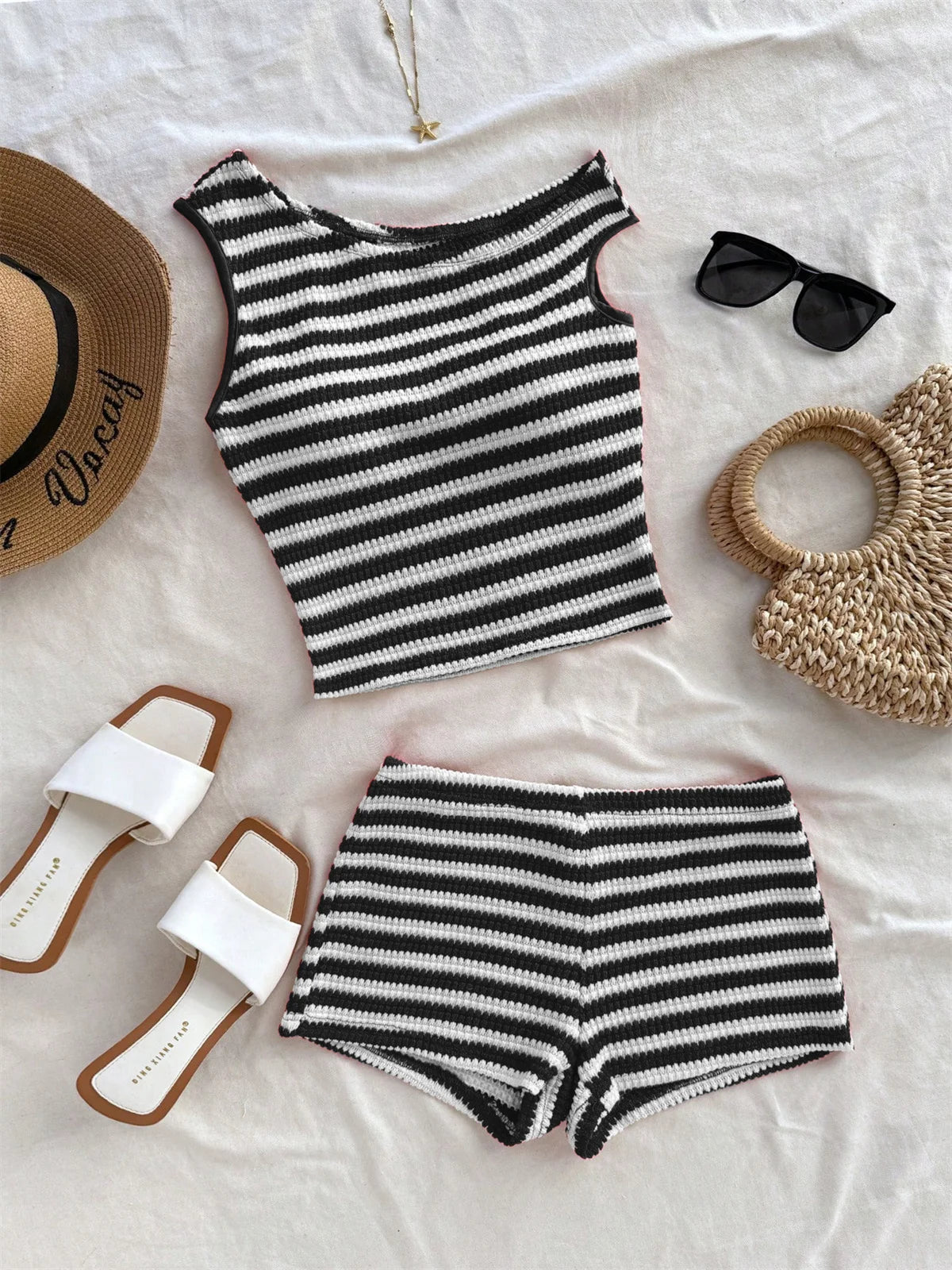 Vintage Red Striped Bikini Set