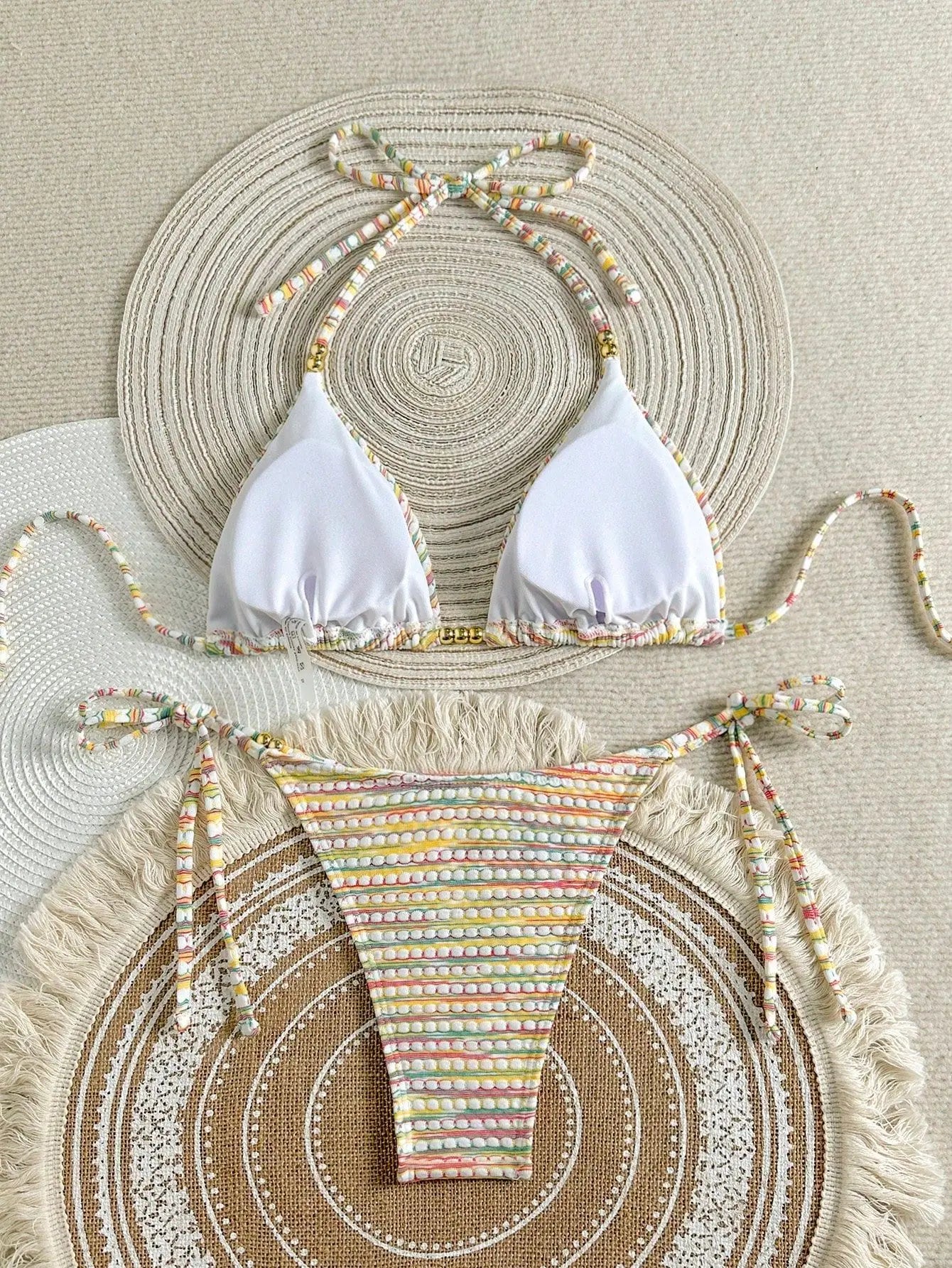 Sexy Colorful Striped Micro Bikini Set