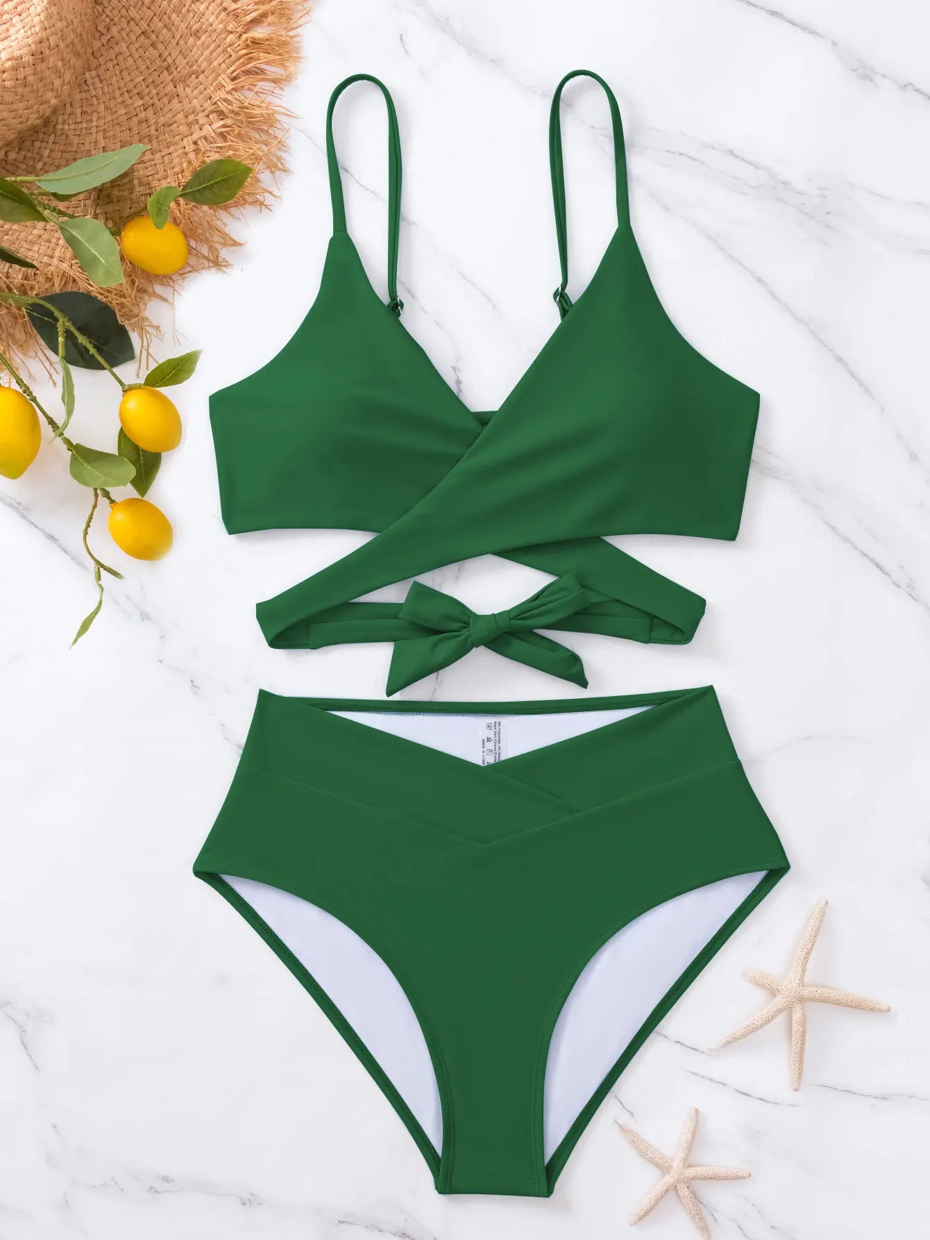 Sexy Black Double Strap Criss Cross Backless Bikini