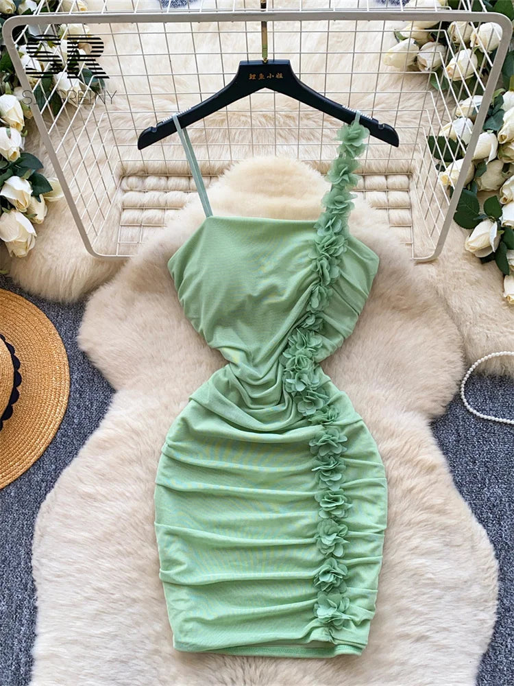 3D Floral Mesh Bodycon SunDress