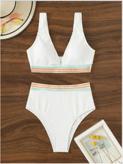 Sexy White Patchwork Bikini Set