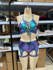 Sexy Blue Laser Bikini Set