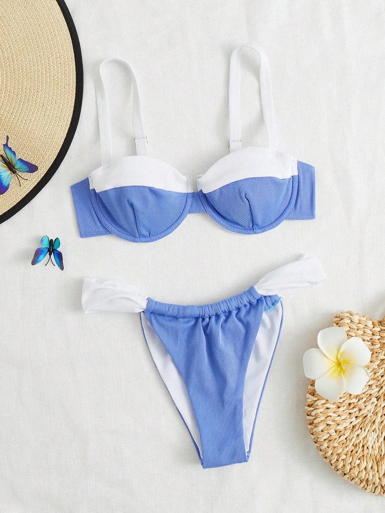 Sexy Blue Patchwork Micro Bikini