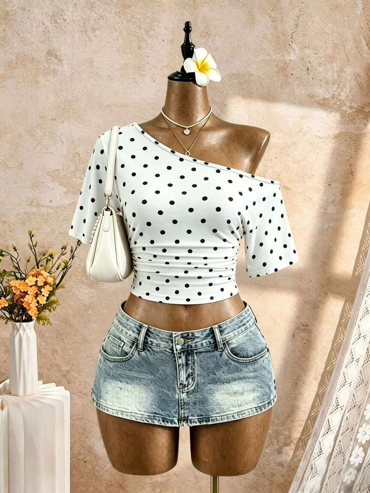 Y2K Solid White Casual Streetwear Goi