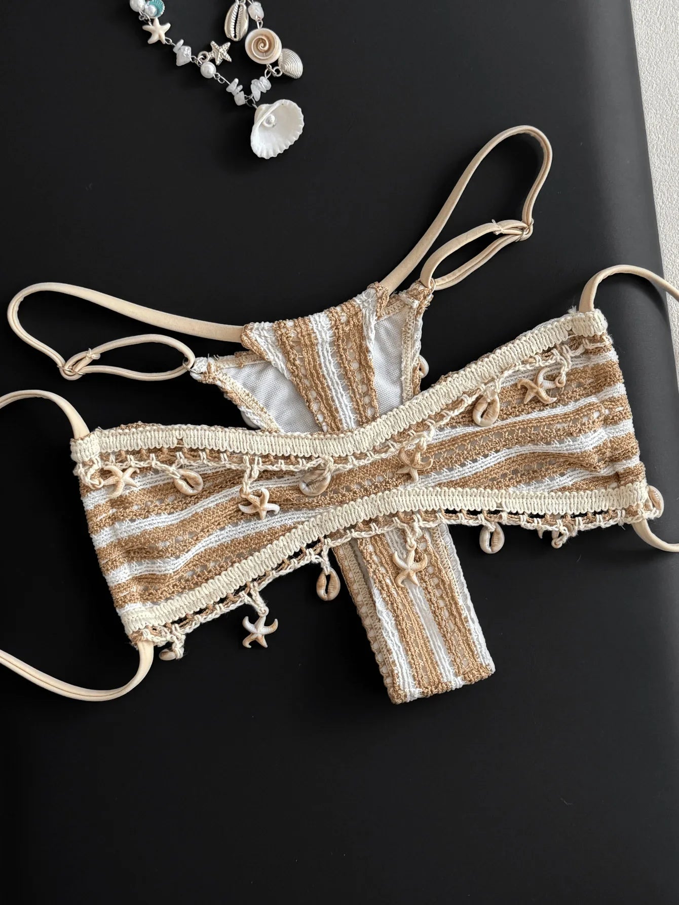 Sexy Beige Striped Micro Bikini