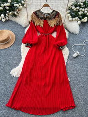 Sequins Pleated Beading Dress