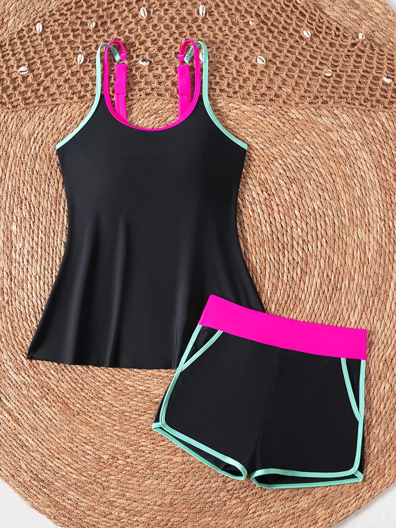 Vintage Black White Contrast Bikini Set