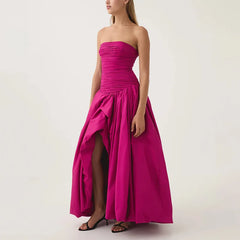 Strapless Solid Color Maxi Dress