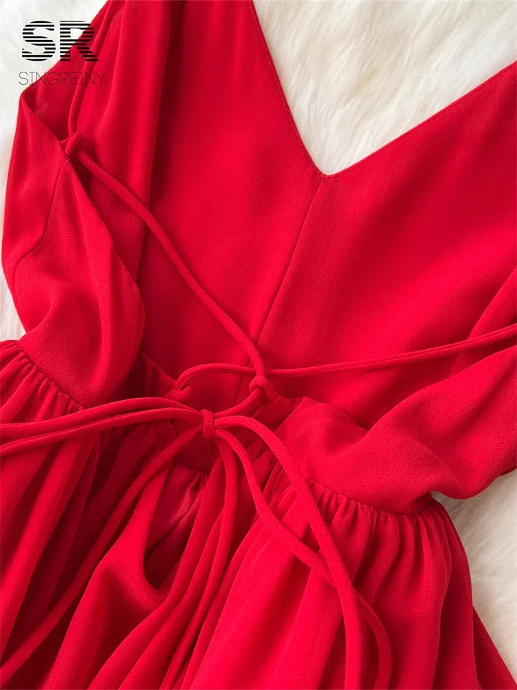 Backless Red Vacation Maxi Dress