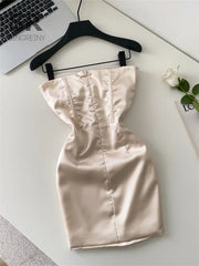 Sheer Sequined Satin Dress