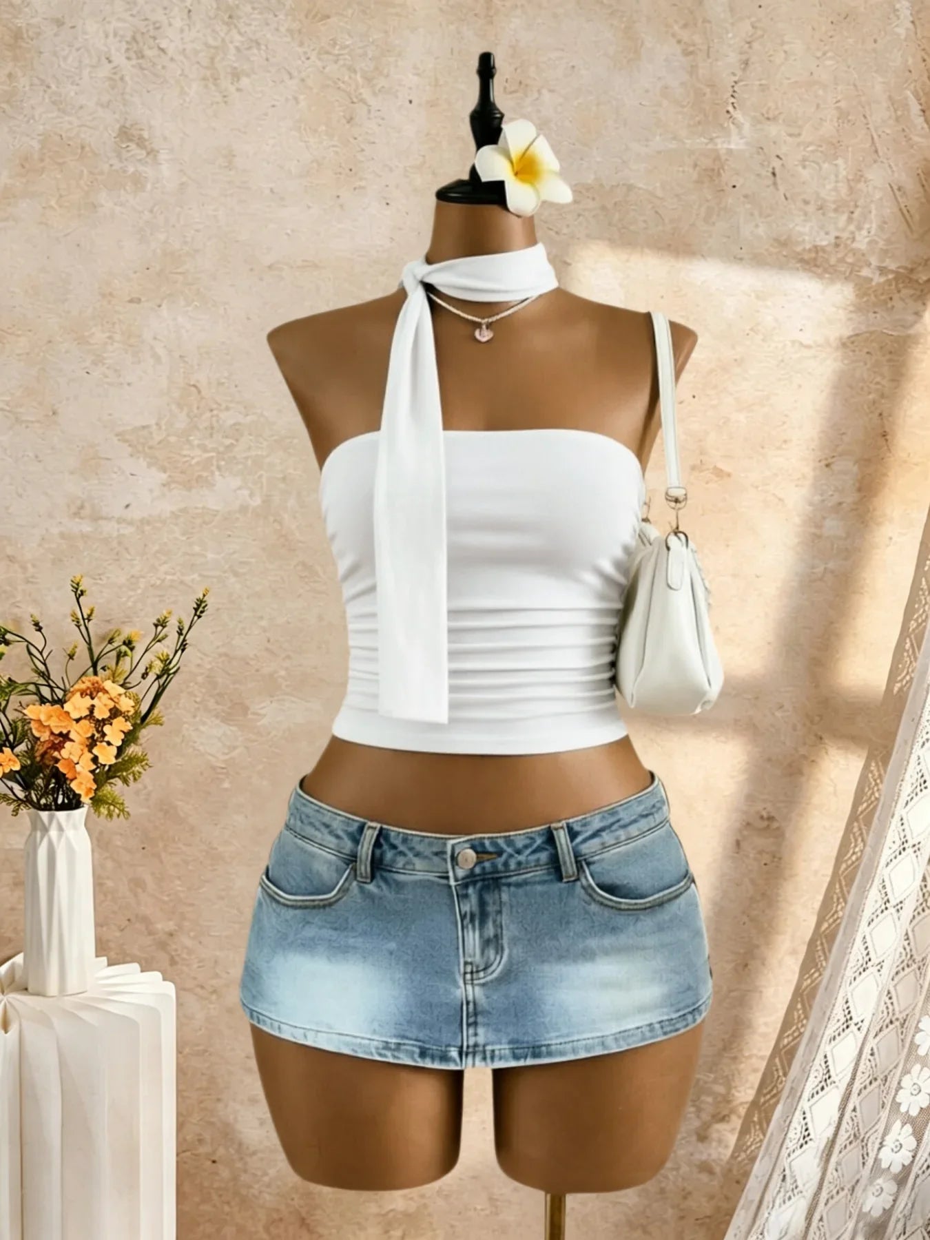 Strapless Side Ruched Crop Bandeau Tube Top