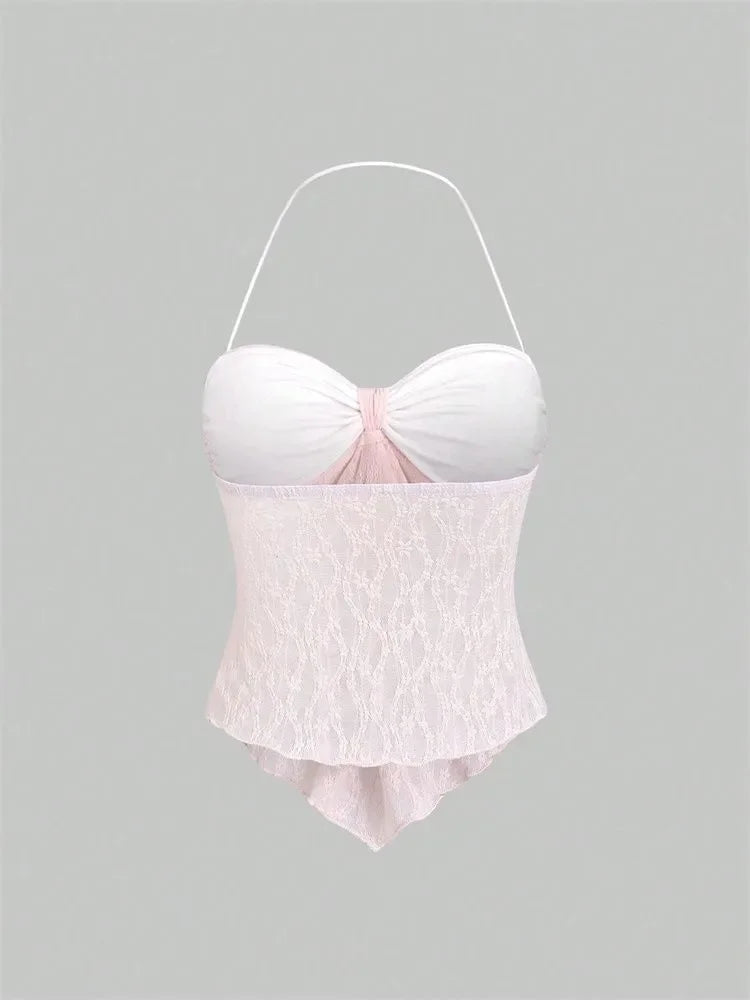 Bow knot Lace Halter Top