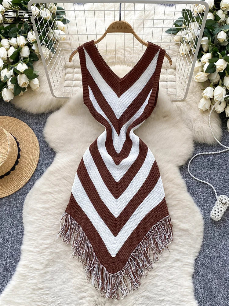 Argyle Pattern Knitted Dress
