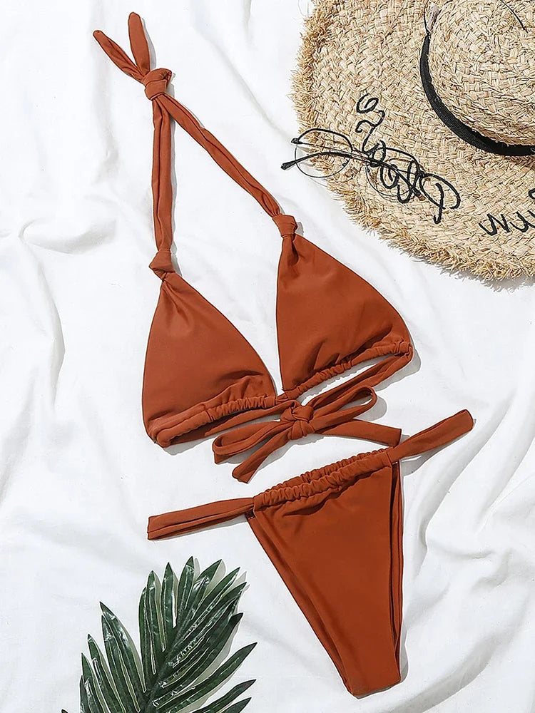 Sexy Halter Knot Micro Bikini