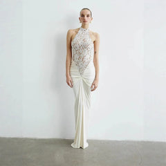 Elegant Evening Gown Lace Floral Bodycon Long Dress