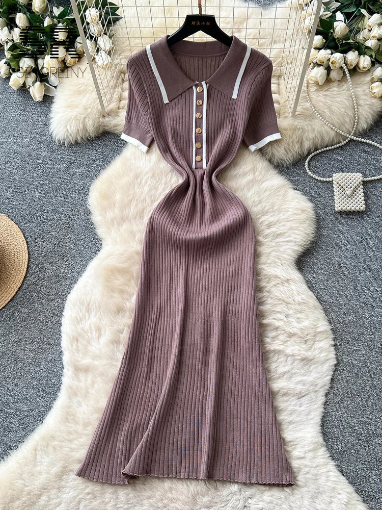 Knitting A-line Workwear Dress