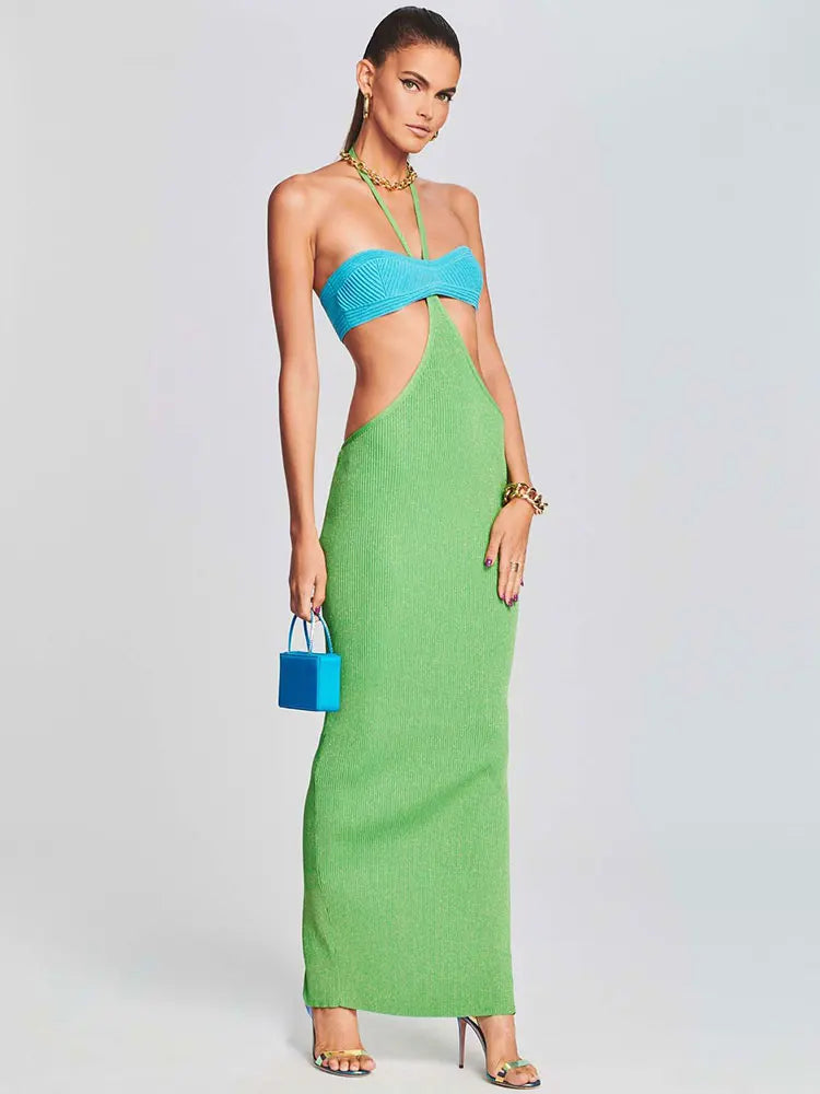 Halter Knitted Long Dress