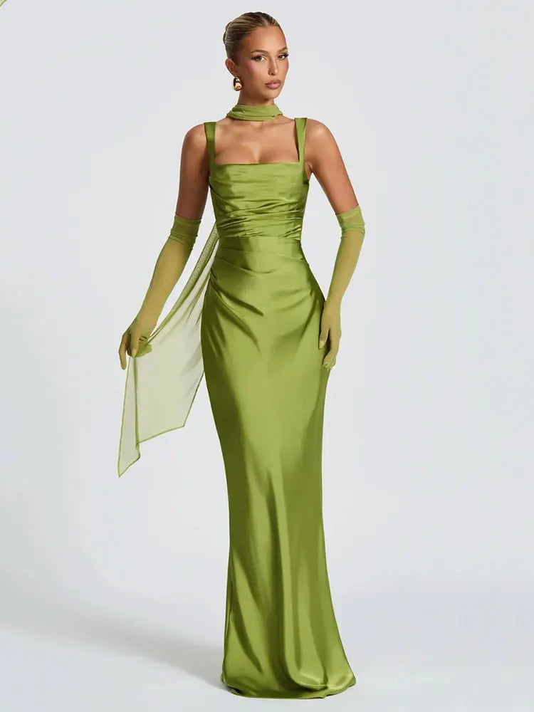 Satin Backless Sexy Maxi Dress