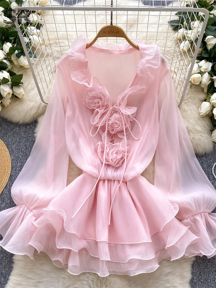 Gentle Ruffles Chiffon Dress