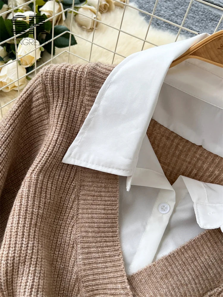 Fake 2pc Sets Knitted Dress