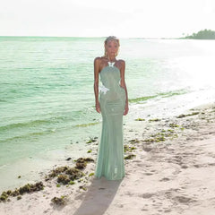 Sexy Seaside Holiday High Waist Halter Party Dress
