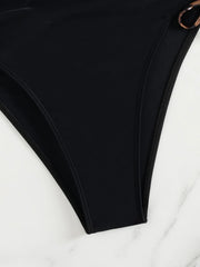 Sexy One Shoulder Swimwear Women Vintage 3D Flower Black Leopard Print Drawstring Side Slim Bathing Suit One Piece Swimsuit