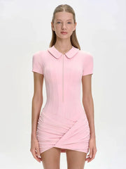 Short Sleeve Zipper Sports Bodysuit Rompers Casual Draped Ruched Slim Fit Fitness Bodysuits Female