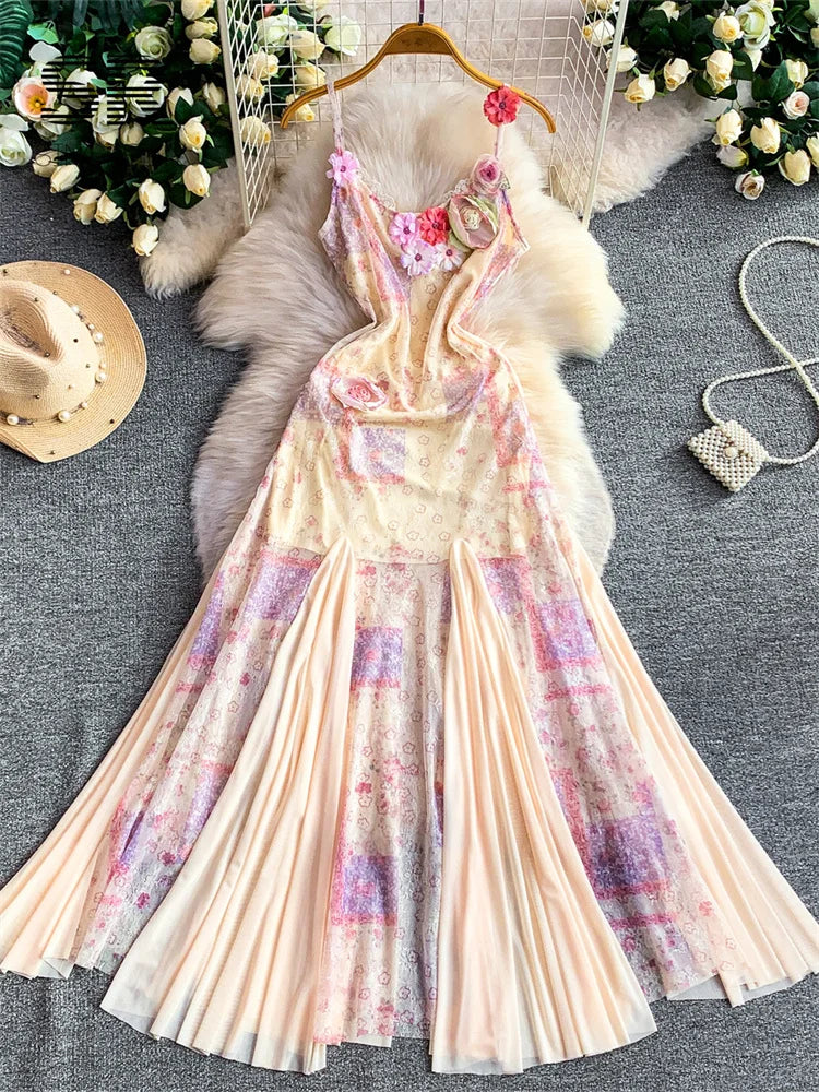 3D Floral Mesh SunDress