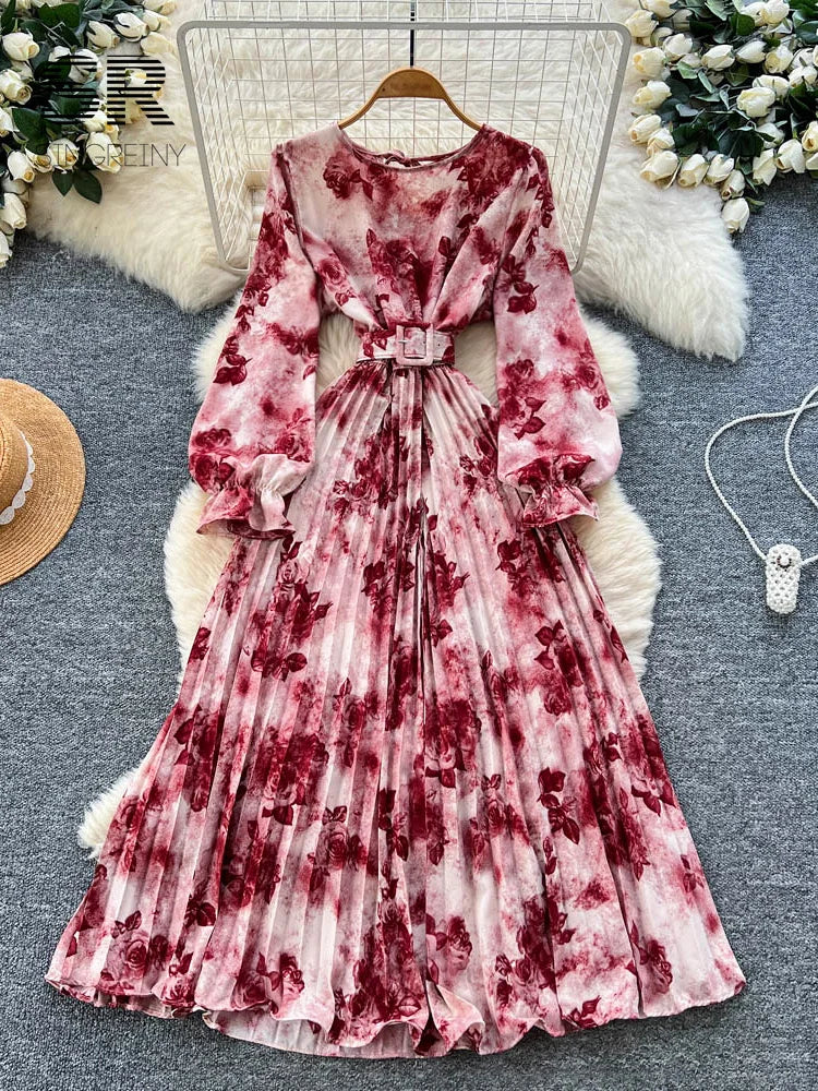 Vintage Floral Print Dress