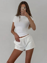 Spring New Short Sleeve T-Shirt Solid Simple Casual Soft All-Match Hot Basic Crop Tops