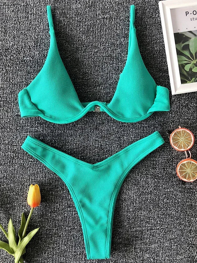 High Cut V-bar Underwired Bikini