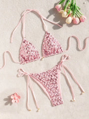 Shiny Pink Sequin Micro Bikini Sets