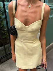 Sexy Solid Tweed Pocket Mini Dress