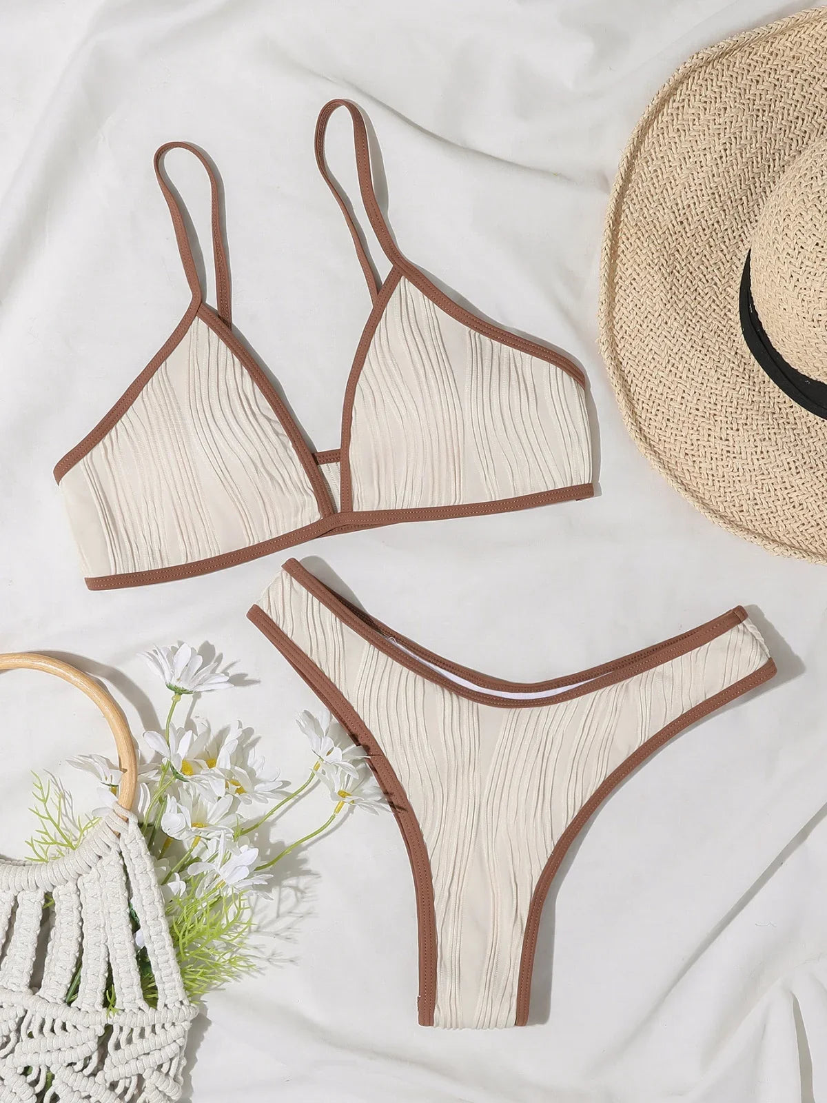 Sexy Khaki Patchwork Bikini Set