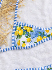 Sexy Sky Blue Fruit Print Micro Bikini