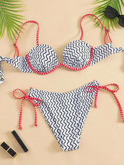 Sexy Black Ripple Pattern Bikini Set