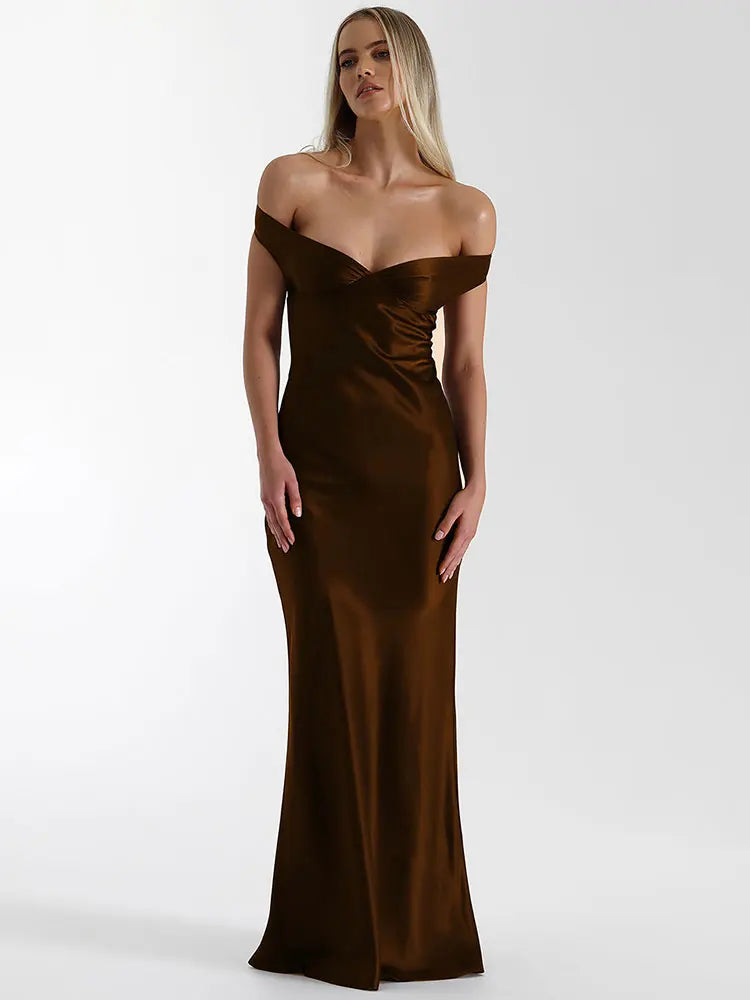 Elegant Satin Backless Maxi Dress