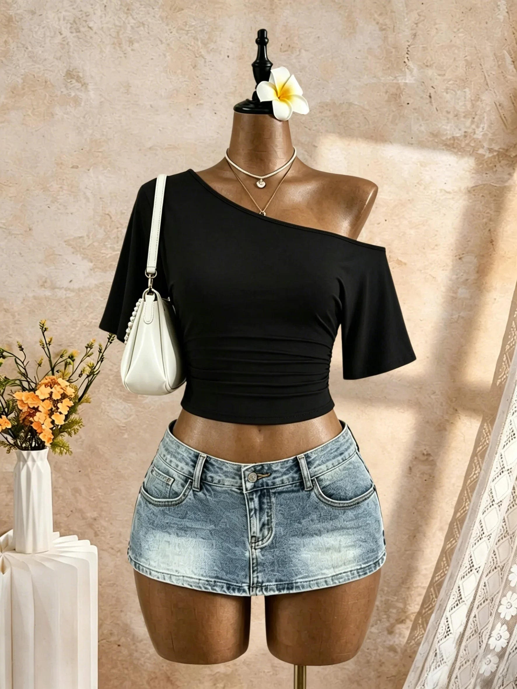 Y2K Solid White Casual Streetwear Goi