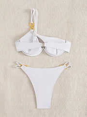 Sexy Metal One Shoulder Bikini Set