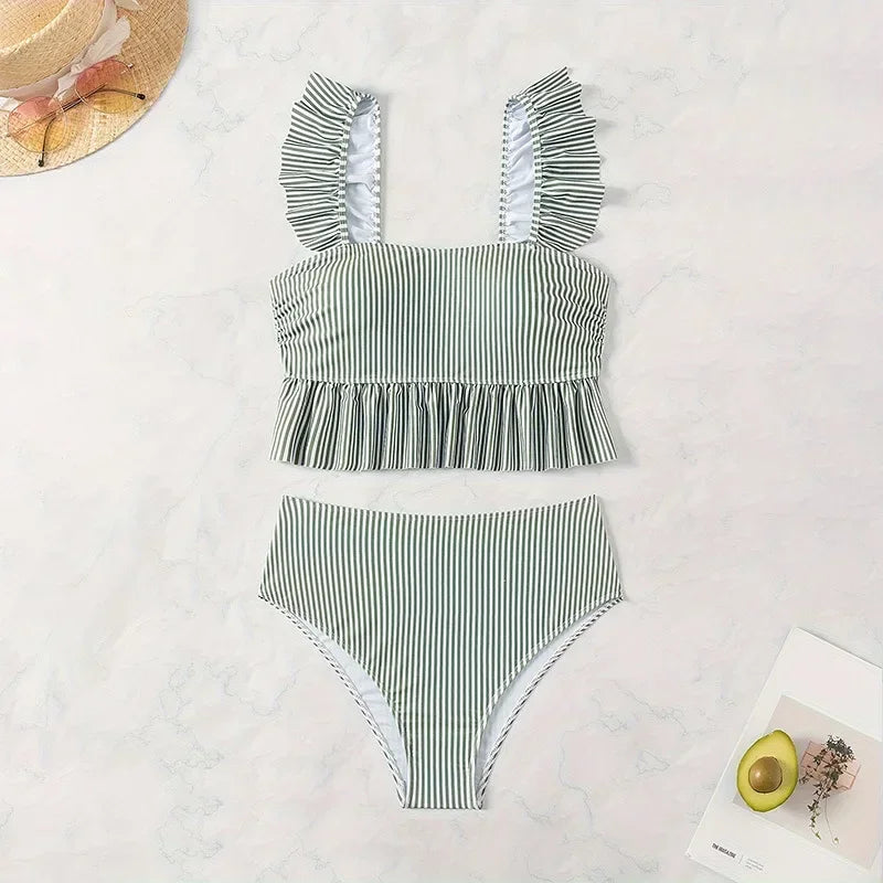Sexy Ruffle Two Piece Tankini Swimsuit