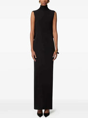 High Collar Backless Maxi Dress