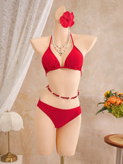 Sexy Red White Holiday Bikini Set